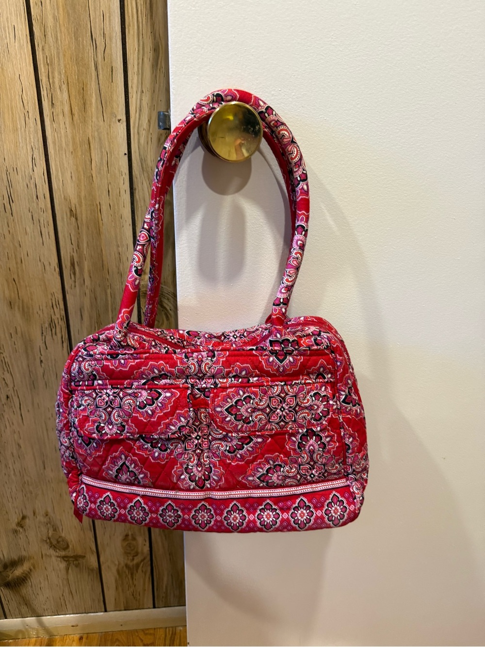 Vera Bradley Red Paisley Quilted Shoulder Bag